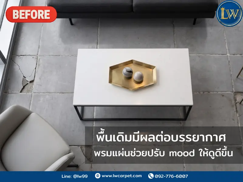ห้องนั่งเล่นก่อนปูพรมแผ่น รุ่น CKK-09 Silver Gray