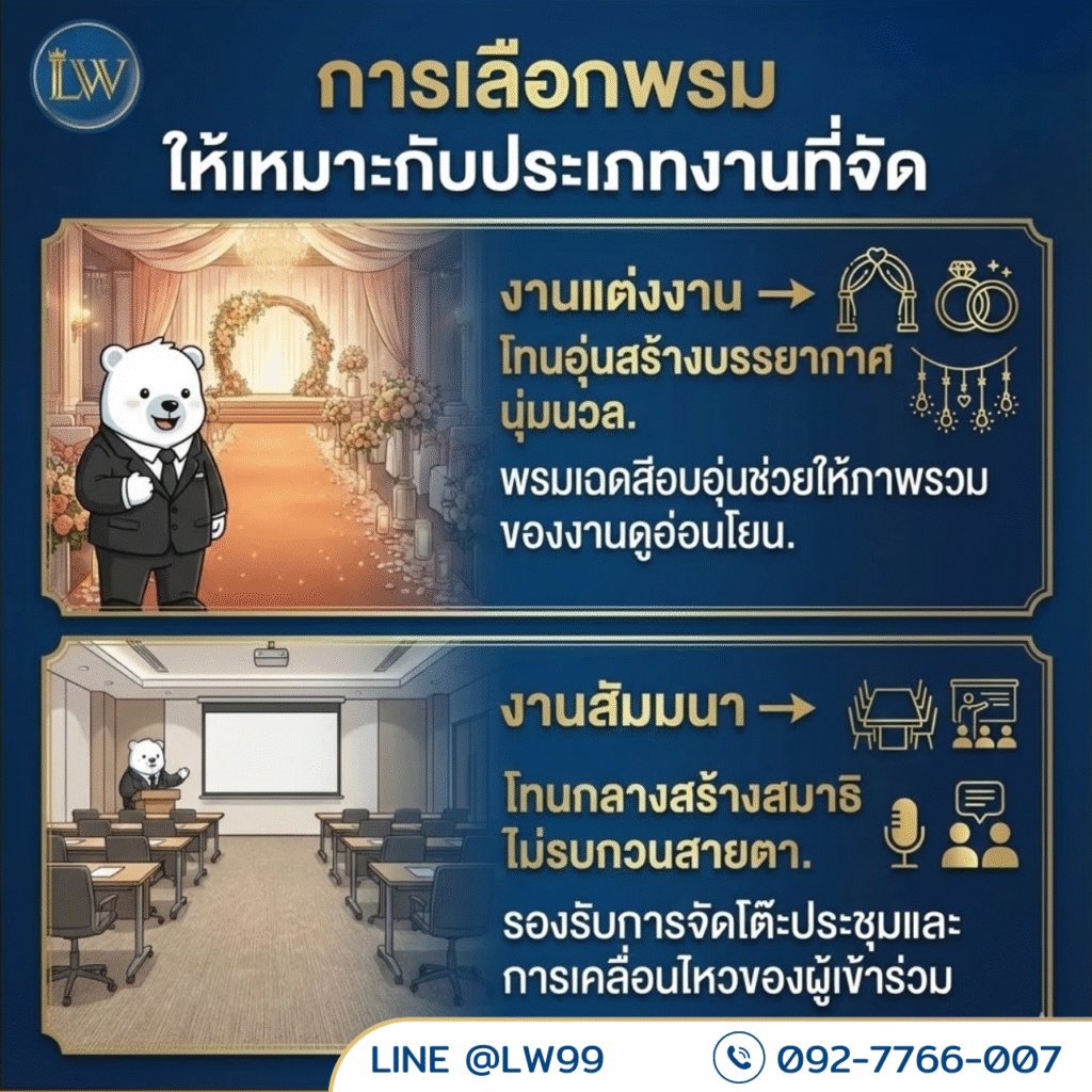 คำแนะนำการเลือกพรมปูพื้นห้องบอลรูมสำหรับงานแต่งและงานสัมมนาพร้อมรับปูพรมห้องบอลรูมโดยช่างปูพรมห้องบอลรูมมืออาชีพ