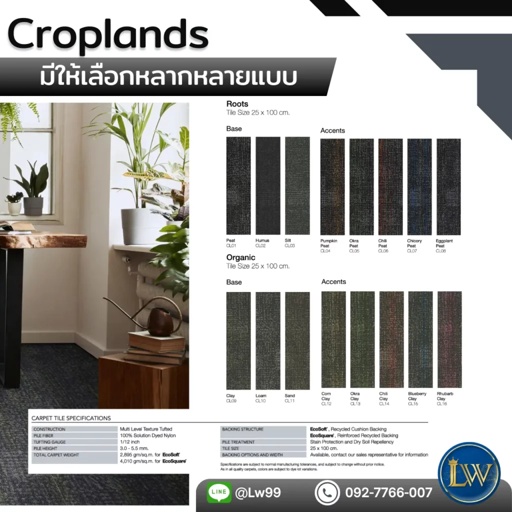 พรมแผ่นห้องเรียนติวเตอร์ โทน Peat CL01 และ Pumpkin Peat CL04 พรมแผ่นขนาด 25x100 สำหรับสถาบันกวดวิชา ช่วยจัดห้องเรียนให้ดูเป็นระบบและทันสมัย