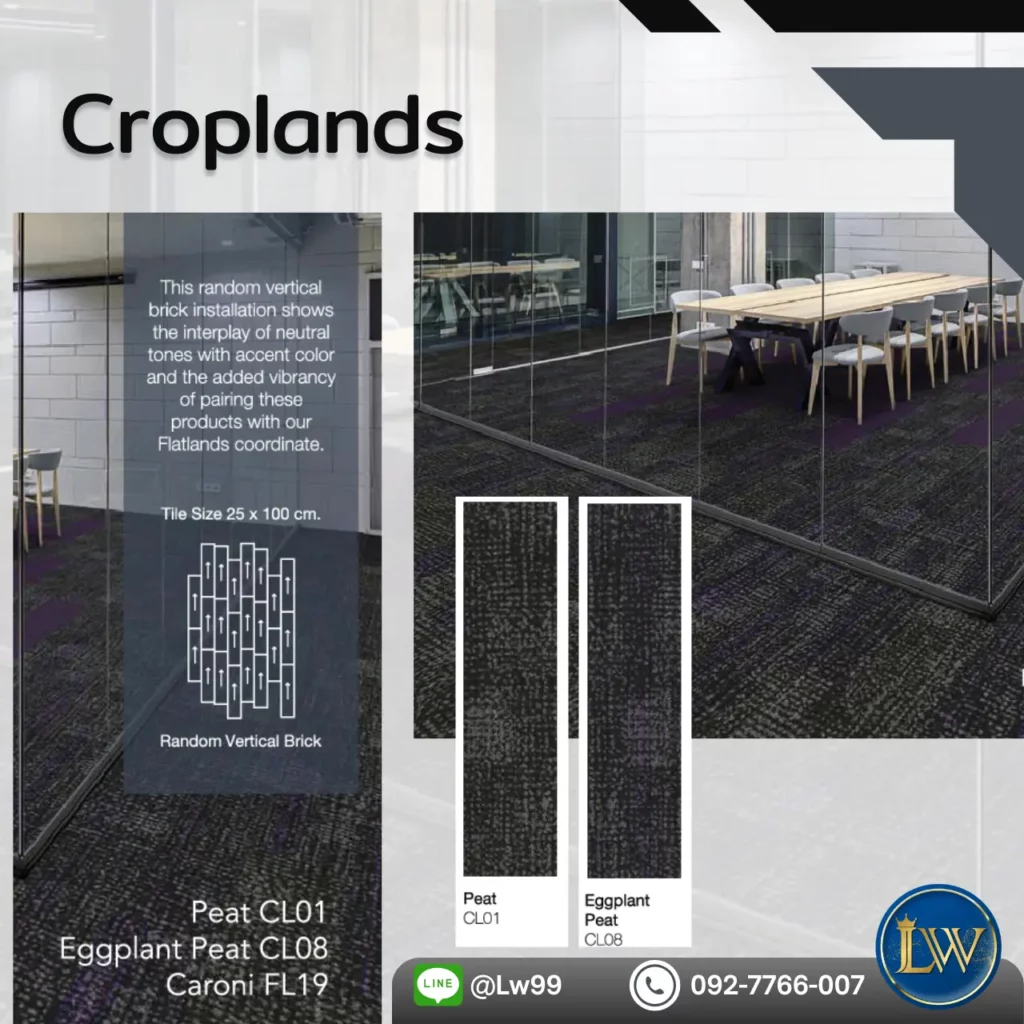 พรมแผ่นตกแต่งสถาบันกวดวิชา สี Peat CL01 และ Eggplant Peat CL08 พรมแผ่นห้องเรียนติวเตอร์ ขนาด 25x100 ช่วยยกระดับภาพลักษณ์สถาบันคุณภาพ