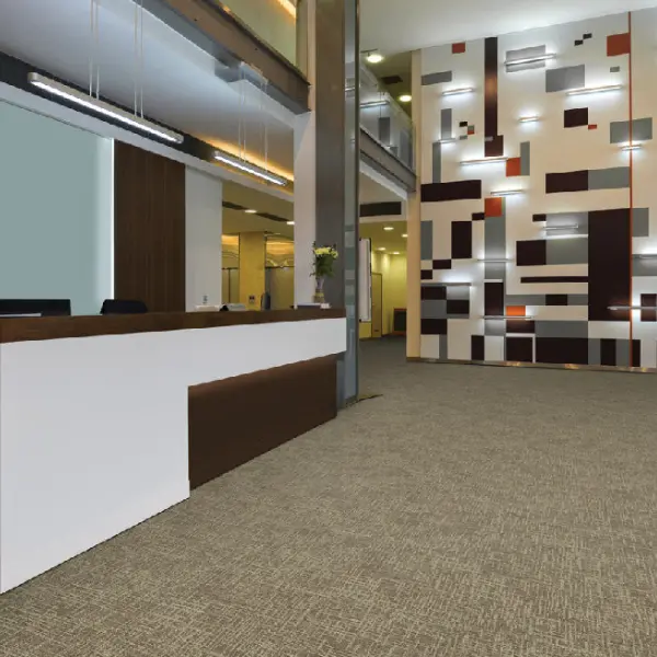 พรมปูพื้นสีเรียบจากพรมแผ่น carpet inter เหมาะตกแต่งล็อบบี้หรือพื้นที่ต้อนรับให้ดูเรียบหรู