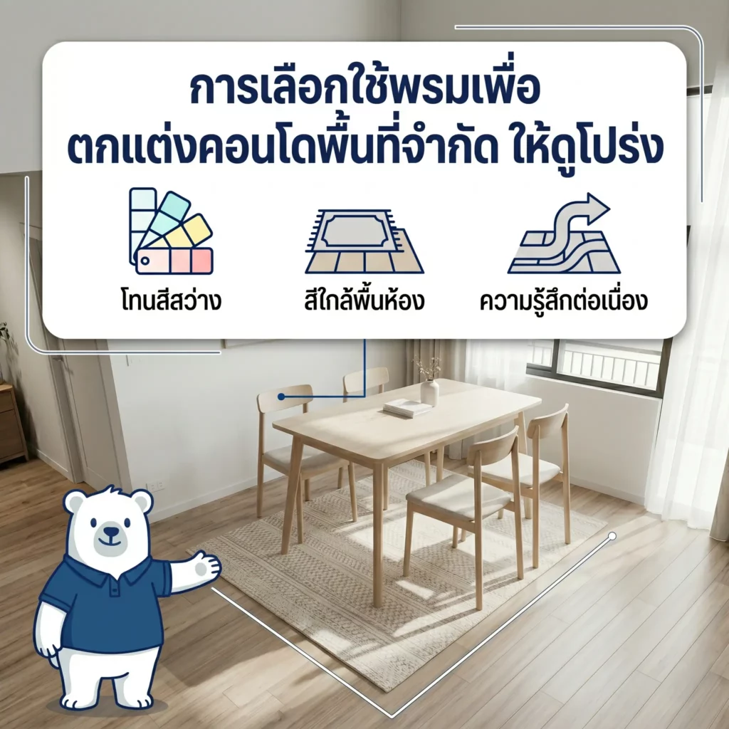 พรม LW Carpet โทนสีสว่างสำหรับคอนโด ช่วยให้พื้นที่ขนาดเล็กดูโปร่งและกว้างขึ้น